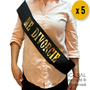 BANDA ME DIVORCIE METALIZADO ORO x 5 UNIDADES